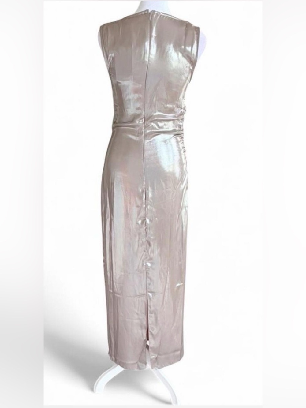Topshop Silver Metallic Sleeveless Column Maxi Dress - Picture 4 of 7